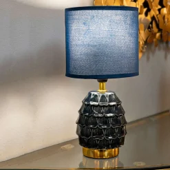 Lampada da Tavolo blu oro Necessaria 1 Lampadina Attacco e14, Paralume - Talkee