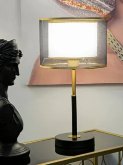 Lampade Da Tavolo > Dmora Lampada da tavolo Chiaroscuro, 25x25 h48 cm, Nero e Oro Oro, Nero