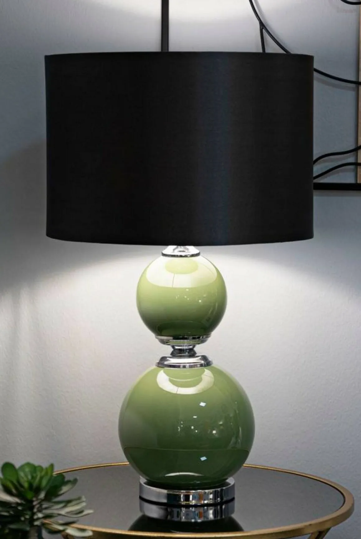 Lampada da tavolo Falletto, 38x38 h65 cm, Verde e Grigio