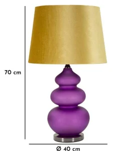 Lampada da tavolo Genovesi, 40x40 h70 cm, Viola e Giallo