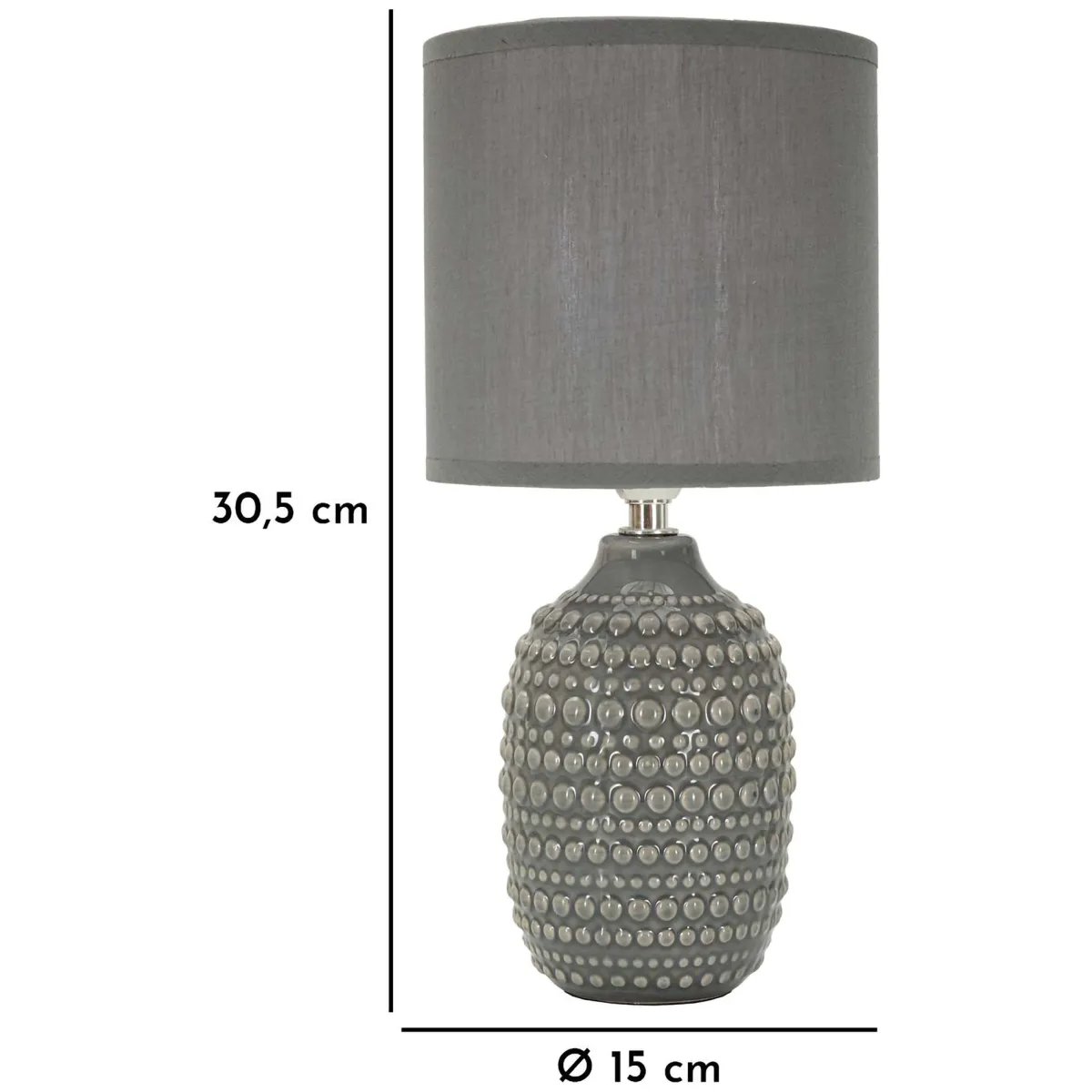Lampade Da Tavolo > Dmora Lampada da Tavolo Necessaria 1 Lampadina Attacco e14, Paralume - Bethel Grigio