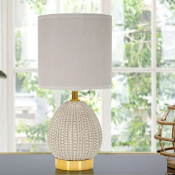 Lampada da Tavolo Grigio Tortora oro Necessaria 1 Lampadina Attacco e14, Paralume - Yakuta