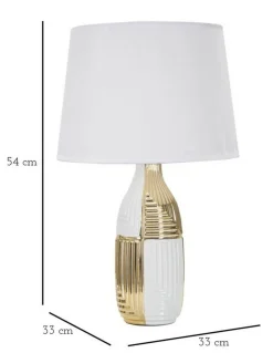 Lampada da tavolo Mondriam, Bianco e Oro, 33x33 h54 cm