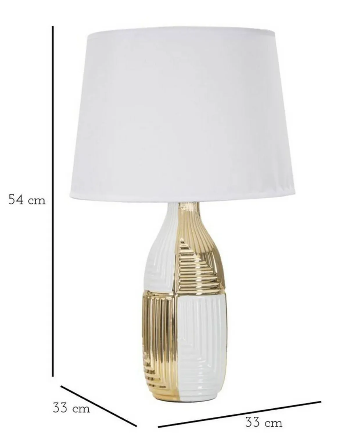 Lampada da tavolo Mondriam, Bianco e Oro, 33x33 h54 cm