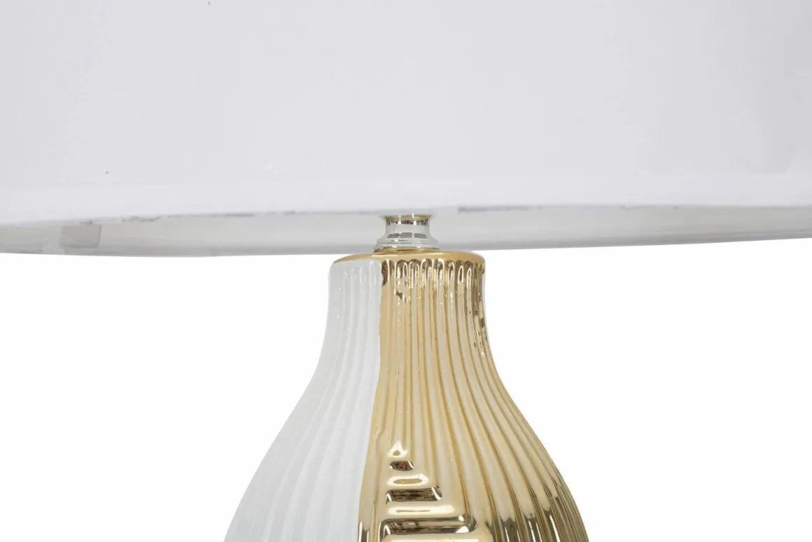 Lampada da tavolo Mondriam, Bianco e Oro, 33x33 h54 cm