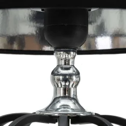 Lampade Da Tavolo > Dmora Lampada da Tavolo Nero Argento Necessaria 1 Lampadina Paralume, Attacco e27 - Bundi Argento, Nero