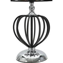 Lampade Da Tavolo > Dmora Lampada da Tavolo Nero Argento Necessaria 1 Lampadina Paralume, Attacco e27 - Bundi Argento, Nero