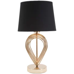 Lampade Da Tavolo > Dmora Lampada da Tavolo Nero oro Necessaria 1 Lampadina Paralume, Attacco e27 - Savann Oro, Nero