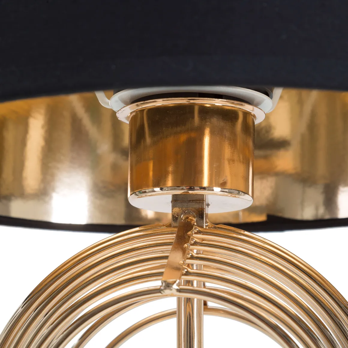 Lampada da Tavolo Nero oro Necessaria 1 Lampadina Attacco e27, Paralume - Nikko