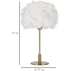Lampada da Tavolo oro Bianco Necessaria 1 Lampadina Attacco e27, Paralume - Bala