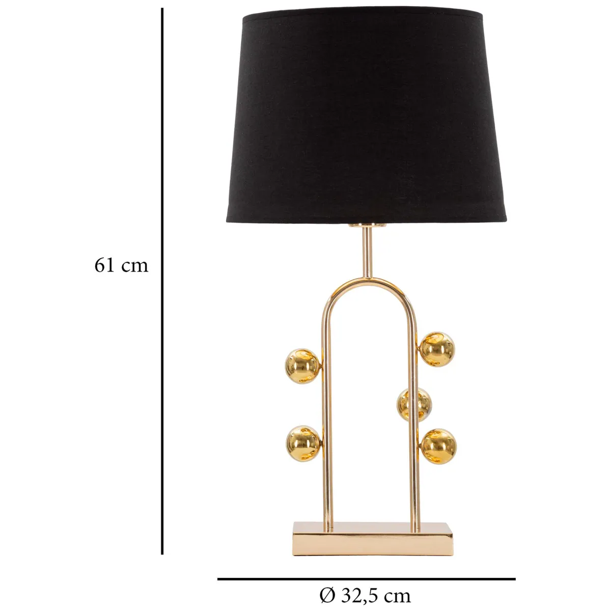 Lampade Da Tavolo > Dmora Lampada da Tavolo oro Nero Necessaria 1 Lampadina Attacco e27, Paralume - Babarora Nero, Oro
