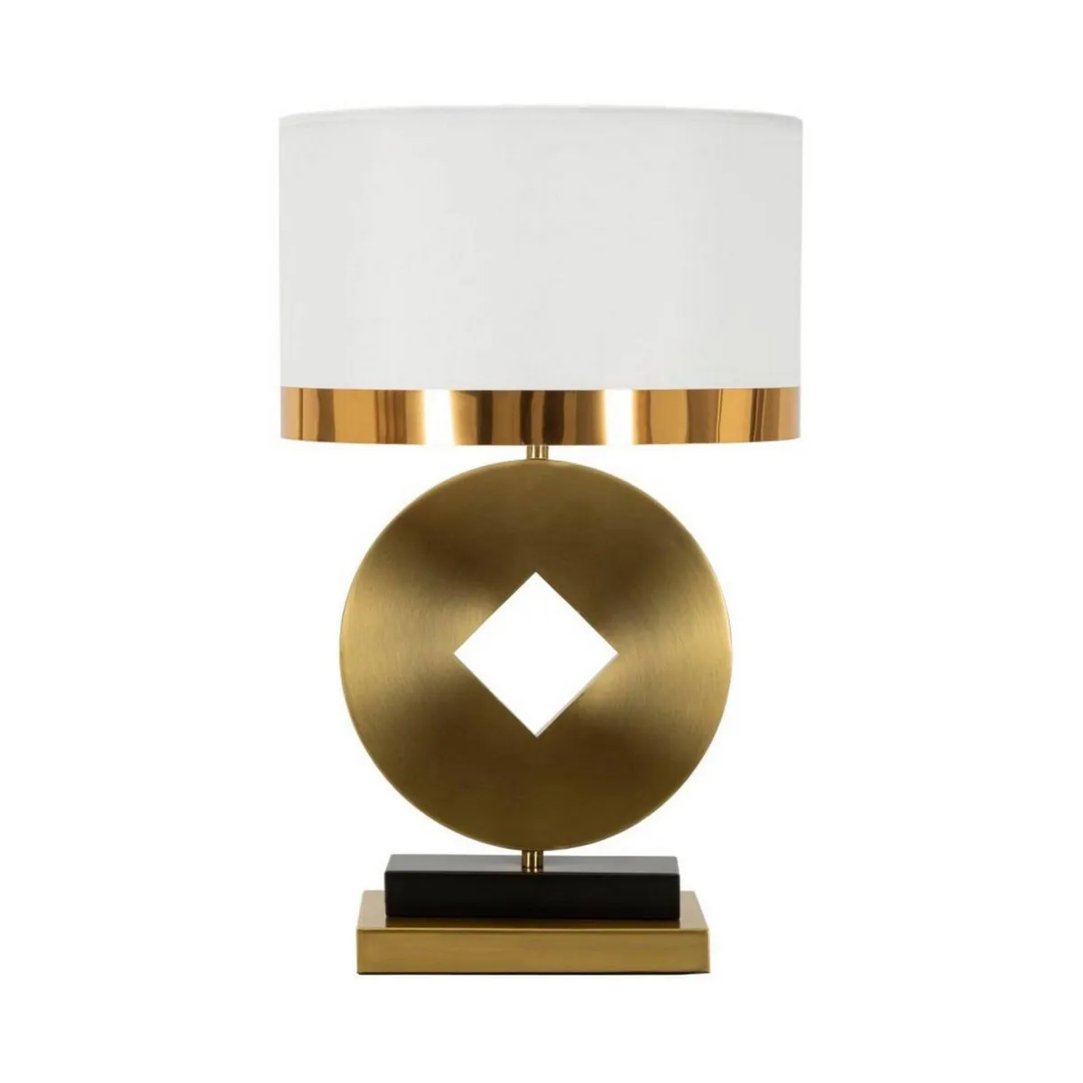 Lampade Da Tavolo > Dmora Lampada da tavolo Papier, 30x30 h53 cm, Bianco e Oro Oro, Bianco