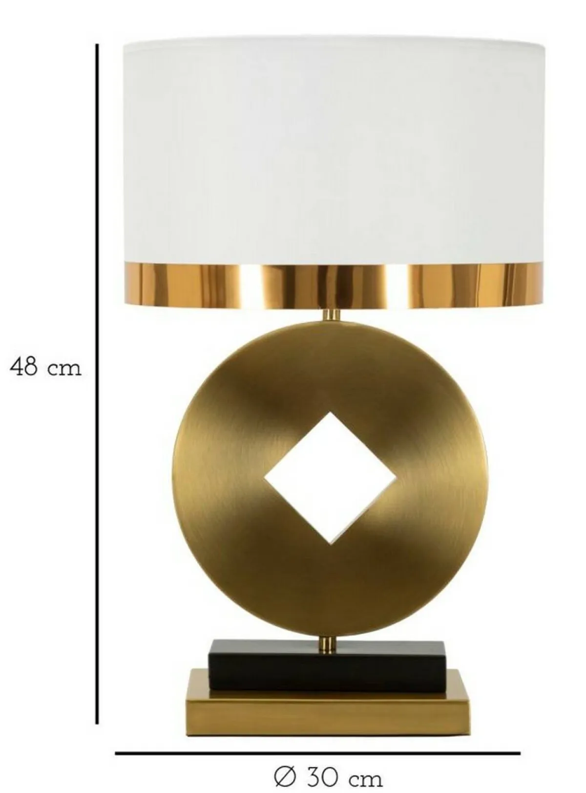 Lampade Da Tavolo > Dmora Lampada da tavolo Papier, 30x30 h53 cm, Bianco e Oro Oro, Bianco
