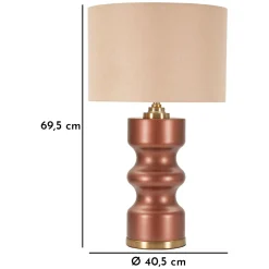 Lampade Da Tavolo > Dmora Lampada da Tavolo Rosa Marrone Necessaria 1 Lampadina Attacco e27, Paralume - Dabame Marrone, Rosa