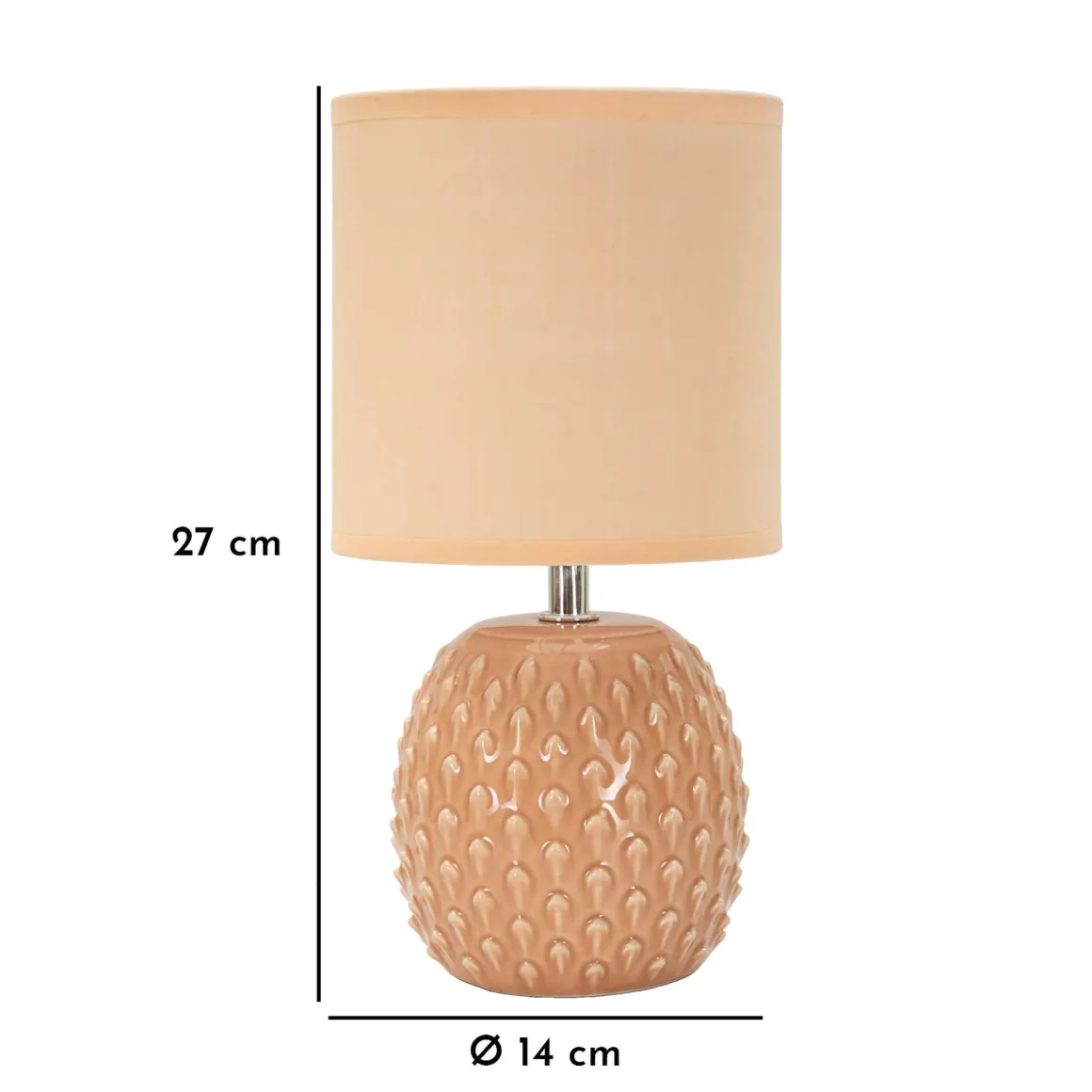 Lampada da Tavolo Rosa Necessaria 1 Lampadina Attacco e14, Paralume - Ketchi