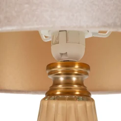 Lampade Da Tavolo > Dmora Lampada da Tavolo Rosa Perlato Bronzo Perlato Necessaria 1 Lampadina Paralume, Attacco e27 - Portre Bronzo Perlato, Rosa Perlato