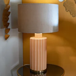 Lampade Da Tavolo > Dmora Lampada da Tavolo Rosa Perlato Rosa Salmone Necessaria 1 Lampadina Paralume, Attacco e27 - Fanoti Rosa Salmone, Rosa Perlato