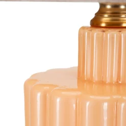Lampada da Tavolo Rosa Perlato Rosa Salmone Necessaria 1 Lampadina Paralume, Attacco e27 - Dabaparo