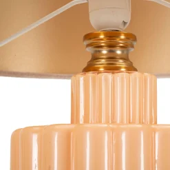 Lampada da Tavolo Rosa Perlato Rosa Salmone Necessaria 1 Lampadina Paralume, Attacco e27 - Dabaparo