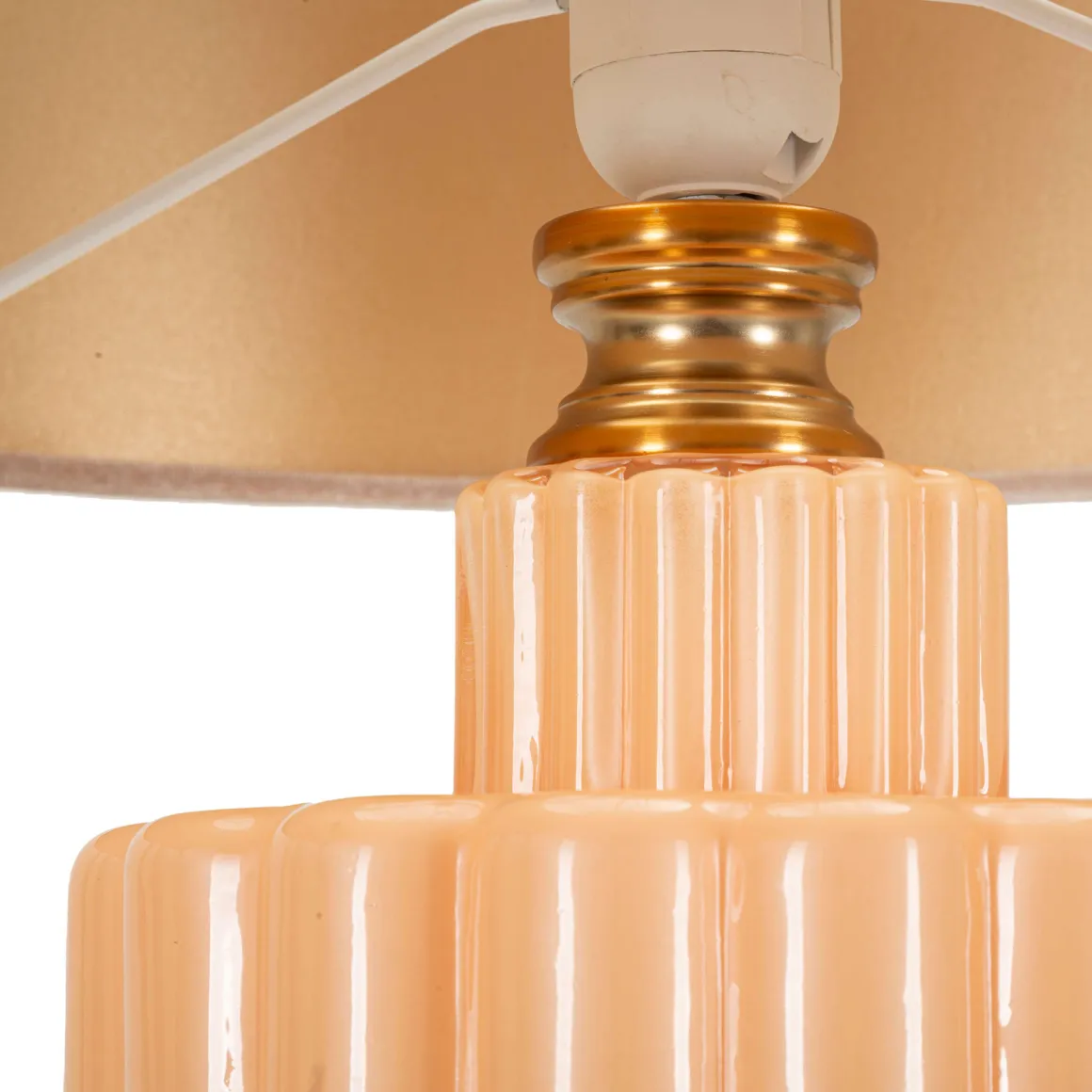 Lampada da Tavolo Rosa Perlato Rosa Salmone Necessaria 1 Lampadina Paralume, Attacco e27 - Dabaparo