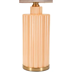 Lampada da Tavolo Rosa Perlato Rosa Salmone Necessaria 1 Lampadina Paralume, Attacco e27 - Dabaparo