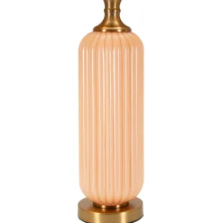 Lampada da Tavolo Rosa Perlato Rosa Salmone Necessaria 1 Lampadina Paralume, Attacco e27 - Fapa