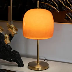 Lampada da Tavolo Rosso oro Necessaria 1 Lampadina Attacco e27, Paralume - Ptuj