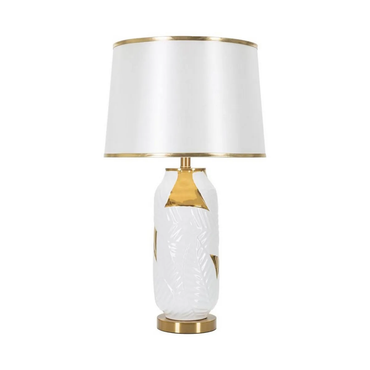 Lampade Da Tavolo > Dmora Lampada da tavolo Trompe, 40x40 h70 cm, Bianco e Oro Oro, Bianco