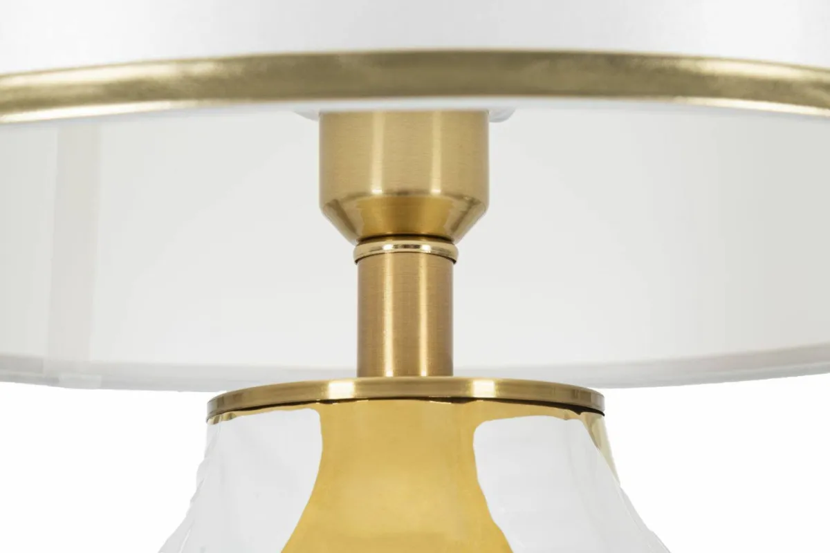 Lampade Da Tavolo > Dmora Lampada da tavolo Trompe, 40x40 h70 cm, Bianco e Oro Oro, Bianco