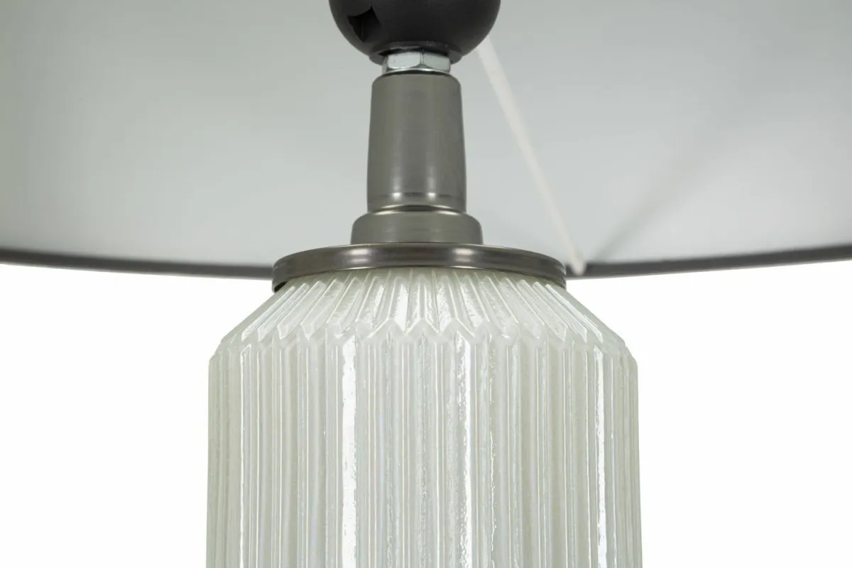 Lampade Da Terra > Dmora Lampada da terra Andevenno, 43x43 h163 cm, Bianco e Grigio Nero, Grigio