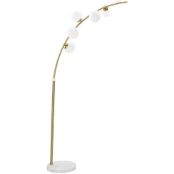 Lampade Da Terra > Dmora Lampada da Terra Bianco Marmo oro Necessarie 6 Lampadine Attacco e14, Interruttore Pedaliera - Bale Oro, Bianco Marmo