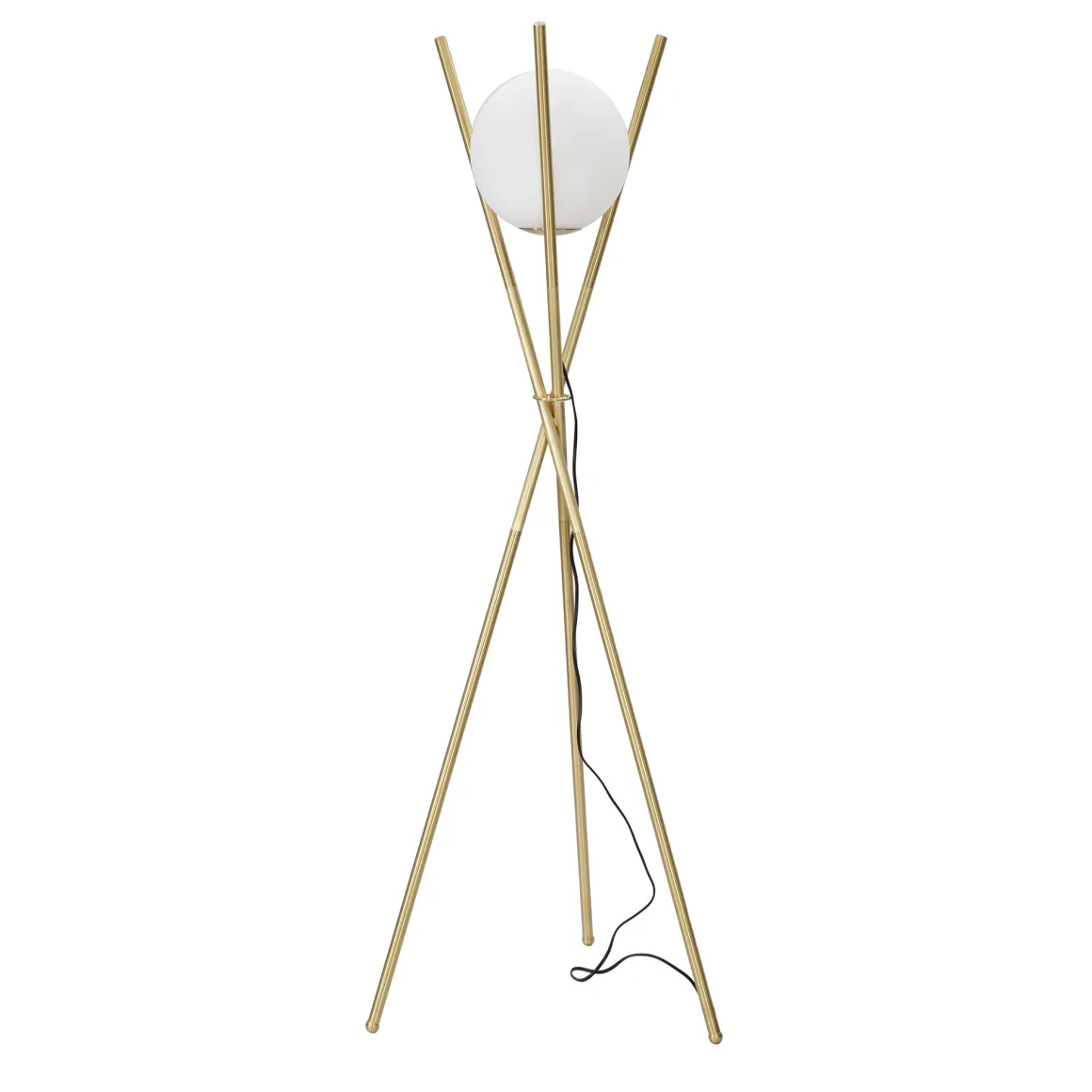 Lampade Da Terra > Dmora Lampada da Terra Bianco oro Necessaria 1 Lampadina Attacco e27, Interruttore Pedaliera - Fami Oro, Bianco