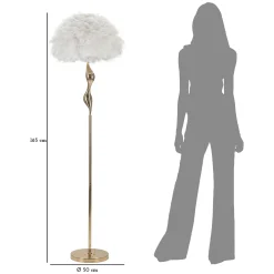 Lampada da Terra Bianco oro Necessaria 1 Lampadina Attacco e27, Paralume - Skagwa