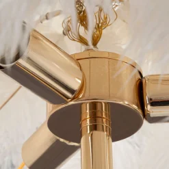 Lampade Da Terra > Dmora Lampada da Terra Bianco oro Necessarie 4 Lampadine Attacco e14, Interruttore Manuale - Antigu Oro, Bianco