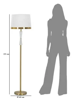 Lampada da terra Craquelure, 40x40 h153 cm, Bianco e Oro