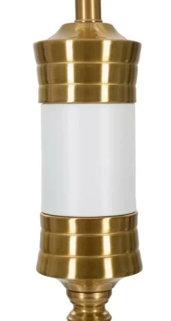 Lampade Da Terra > Dmora Lampada da terra Grisaille, 41x41 h160 cm, Bianco e Oro Oro, Bianco