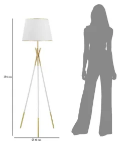Lampade Da Terra > Dmora Lampada da terra Murales, 61x61 h154 cm, Bianco e Oro Oro, Bianco