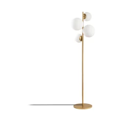 Lampade Da Terra > Dmora Lampada da Terra oro Bianco Paralume Attacco e 14 max 40 w, Interruttore Connessione Diretta - Mannelli Bianco, Oro