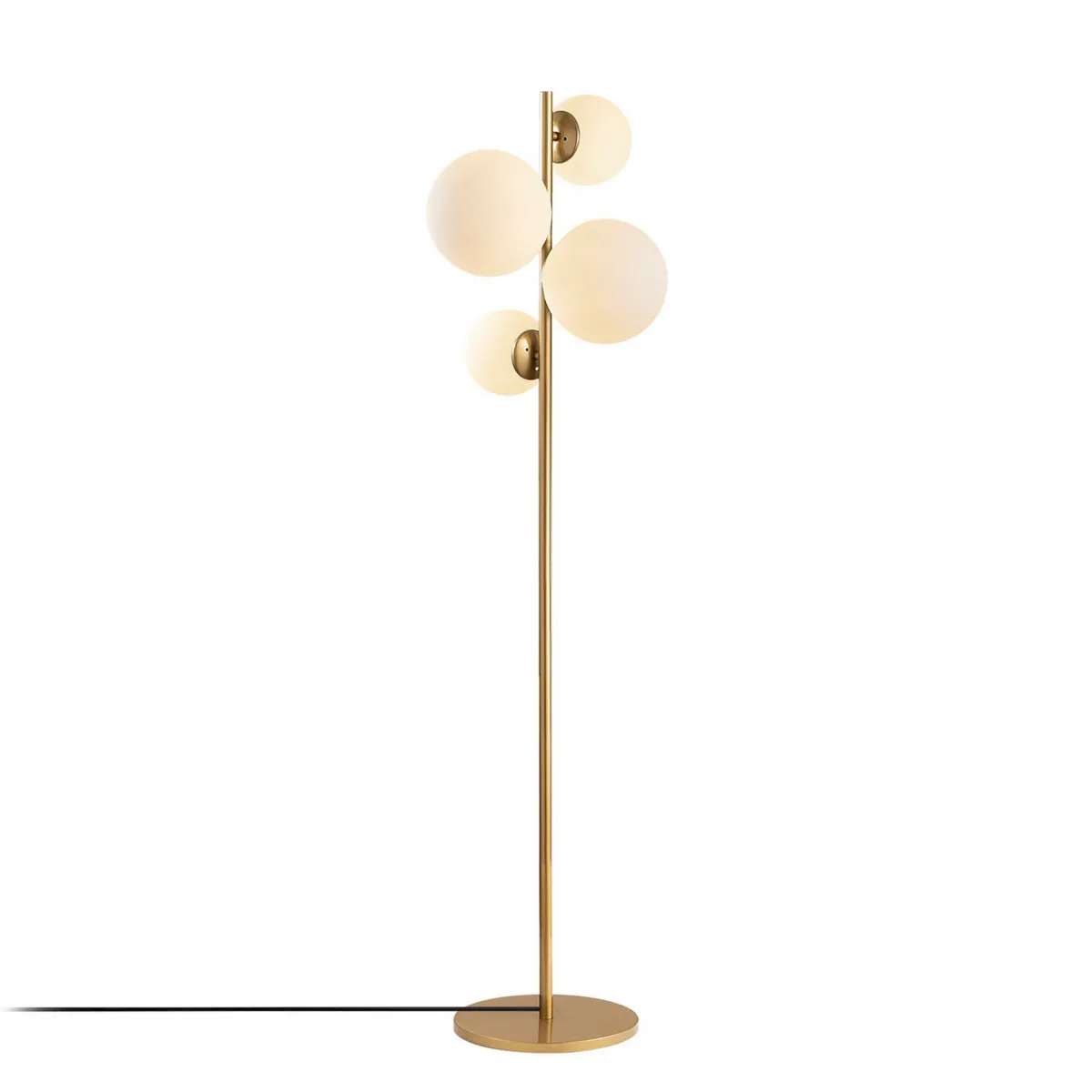Lampade Da Terra > Dmora Lampada da Terra oro Bianco Paralume Attacco e 14 max 40 w, Interruttore Connessione Diretta - Mannelli Bianco, Oro
