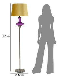 Lampada da terra Pepoli, 40x40 h167 cm, Viola e Giallo