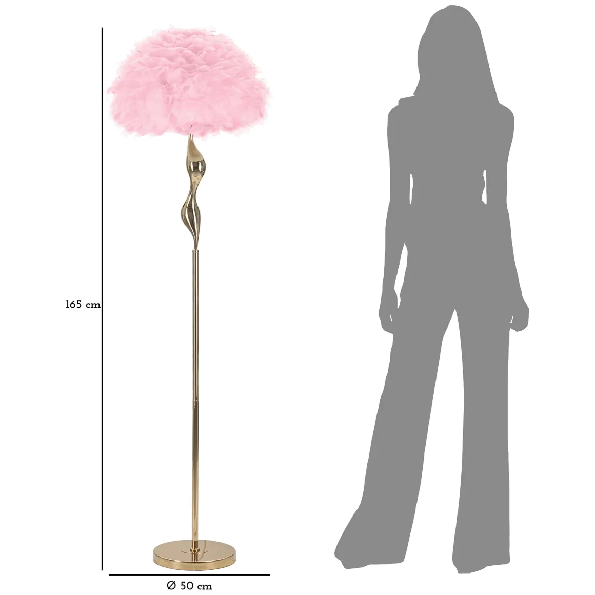 Lampade Da Terra > Dmora Lampada da Terra Rosa oro Necessaria 1 Lampadina Paralume, Attacco e27 - Abha Oro, Rosa