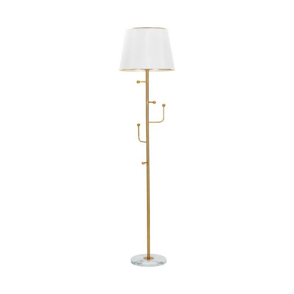 Lampada da terra Tano, 41x41 h173 cm, Bianco e Oro