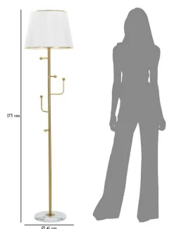 Lampada da terra Tano, 41x41 h173 cm, Bianco e Oro