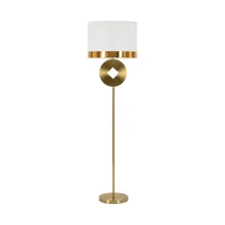 Lampade Da Terra > Dmora Lampada da terra Telero, 40x40 h151 cm, Bianco e Oro Oro, Bianco