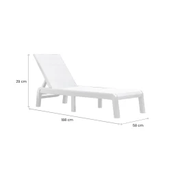 Sdraio > Dmora Lettino da giardino schienale regolabile 187x58cm - Shawinigan Bianco