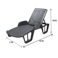 Lettino prendisole Alagaesia, 192x71h100 cm, Antracite