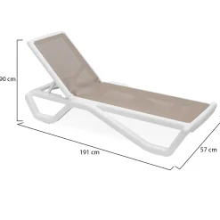 Sdraio > Dmora Lettino Prendisole Bianco Beige Impilabile, Regolabile 4 Posizioni Peso Supportato 120 kg 191x57x90h cm, Schienale Regolabile Made in Italy - Rochelle Beige, Bianco