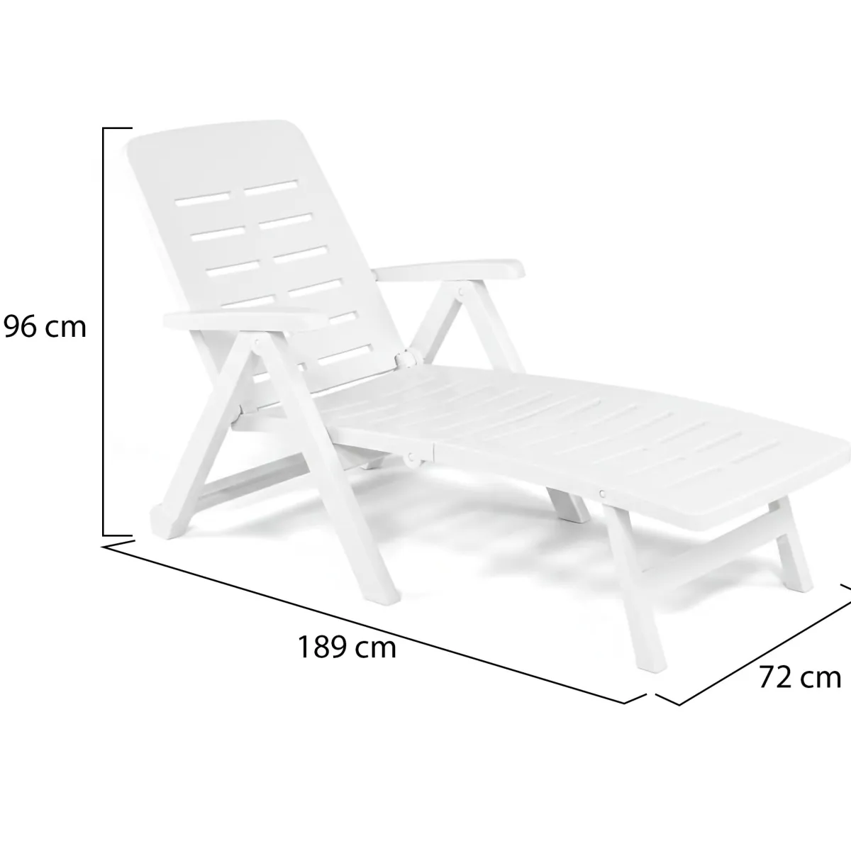 Sdraio > Dmora Lettino Prendisole Ruote Pieghevole 189x72x96h cm, Peso Supportato 120 kg Made in Italy - Noahs Bianco
