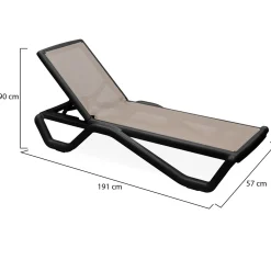 Sdraio > Dmora Lettino Prendisole Peso Supportato 120 kg Materiale Struttura in Plastica 187x71x45h cm, Altezza Seduta 32 cm Made in Italy - Anis Nero Antracite