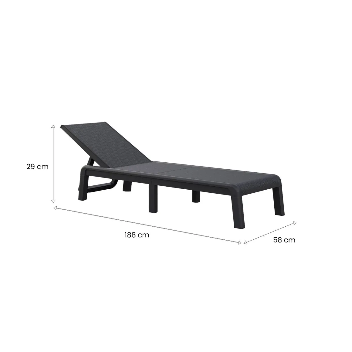 Lettino prendisole schienale regolabile 187x58cm antracite - Shawinigan